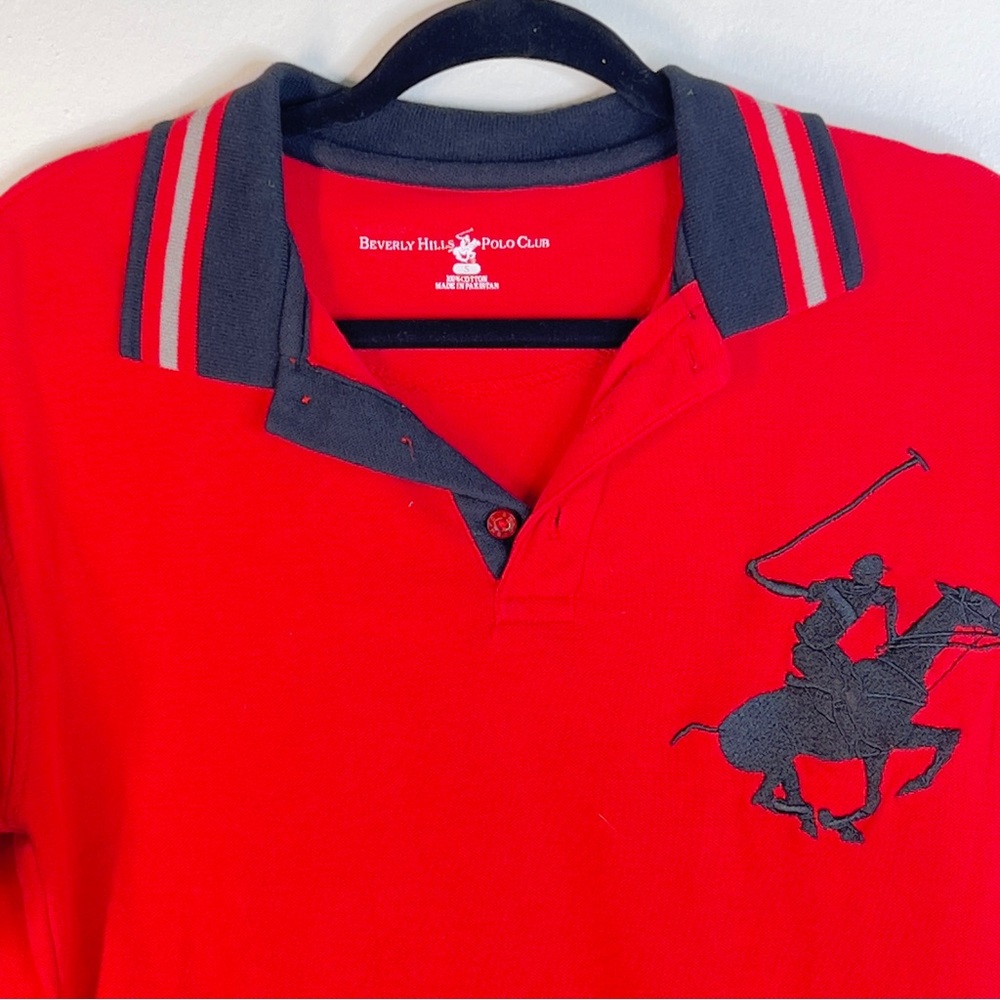 BEVERLY HILLS POLO CLUB  Red Short Sleeve Polo